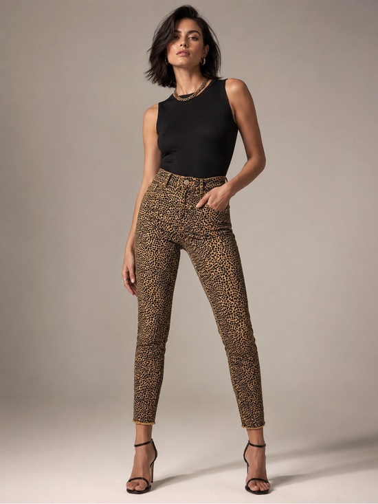 Current/Elliott Denim - Current/Elliott High Waist Stiletto Leopard Print Crop Skinny Jeans Raw Hem - 10